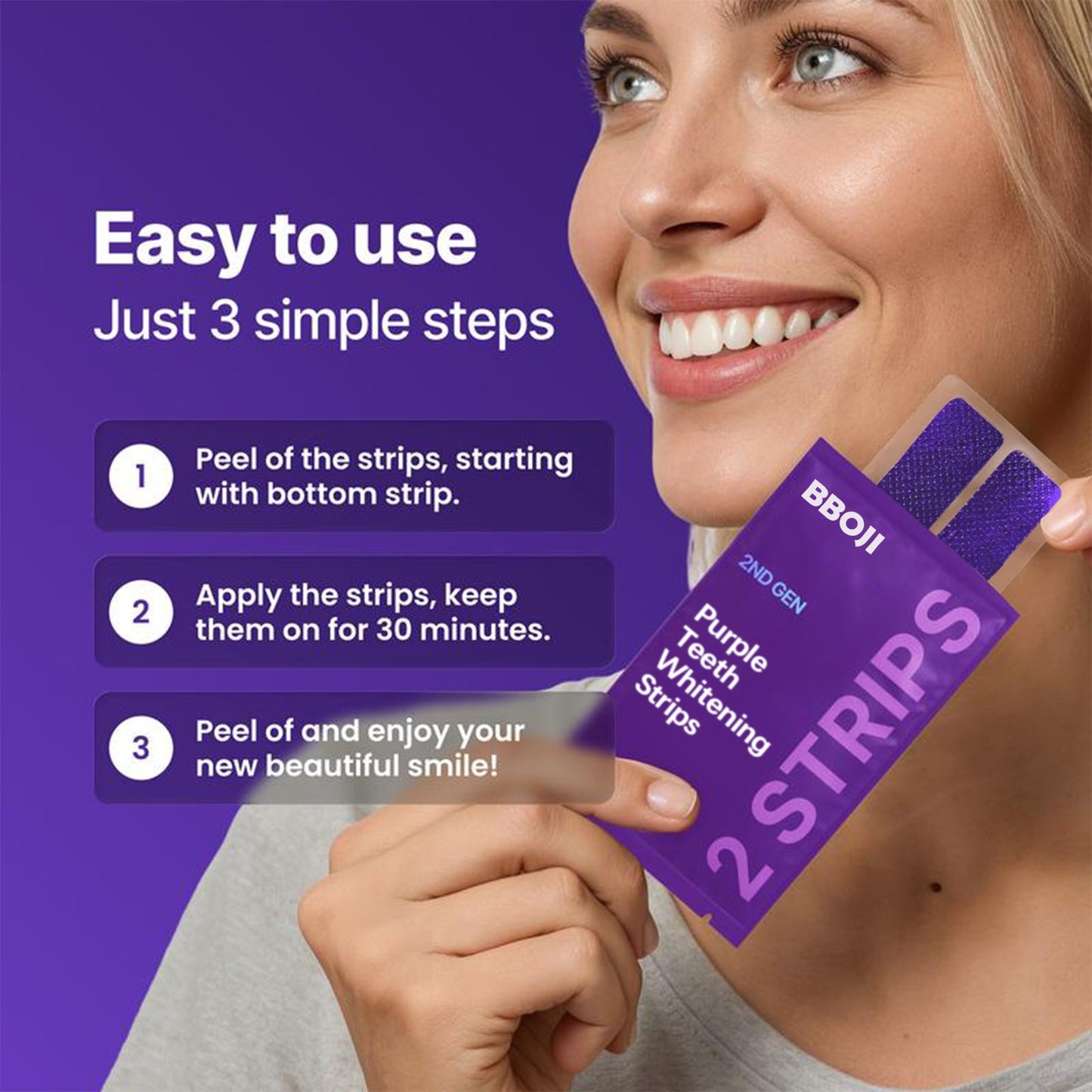 🦷Purple Teeth Whitening Strips | Fast, Gentle & Peroxide-Free Whitening