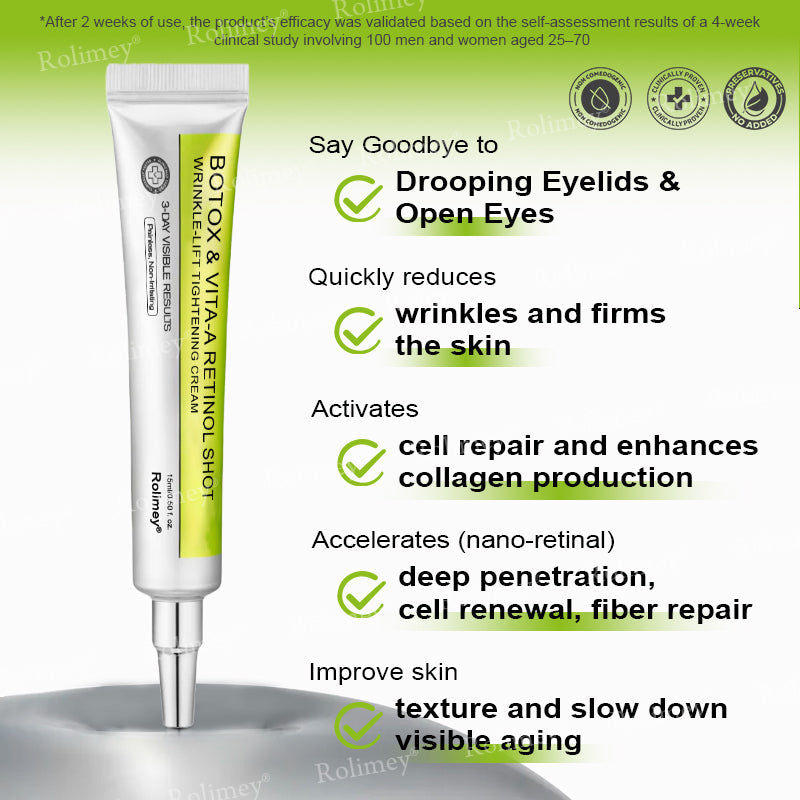 💞Made and shipped from the USA 💫Rolimey® Botox & Vita-A Retinol Shot Wrinkle-Lift Tightening cream - Last Day Promotion 70% OFF