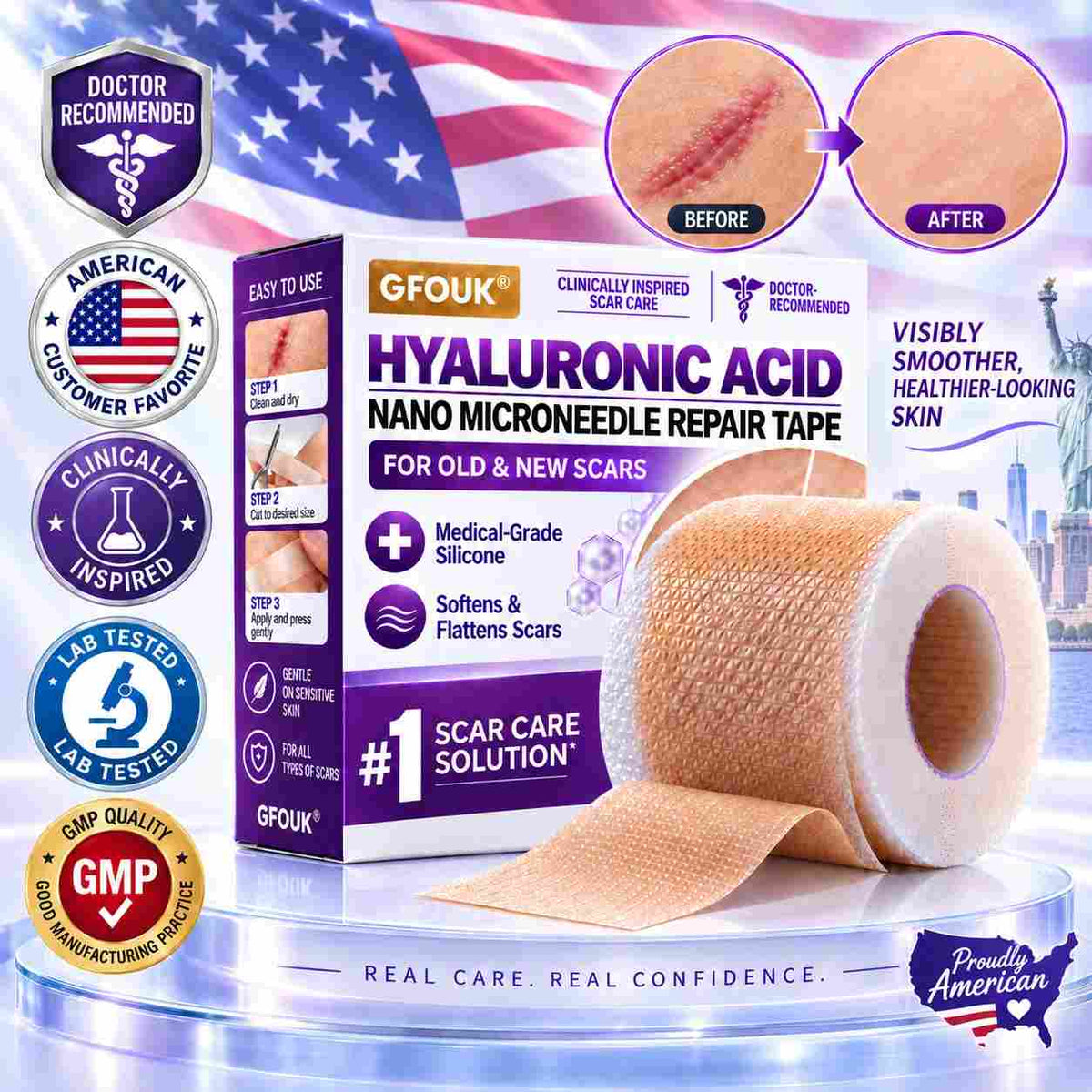 ✅GFOUK® Hyaluronic Acid Nano Microneedle Repair Tape🗽🍃