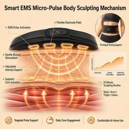 🥭Mresio® Smart Micro-Pulse EMS Sculpting Belt – Waist, Arms, Thighs & Calves Toning Support