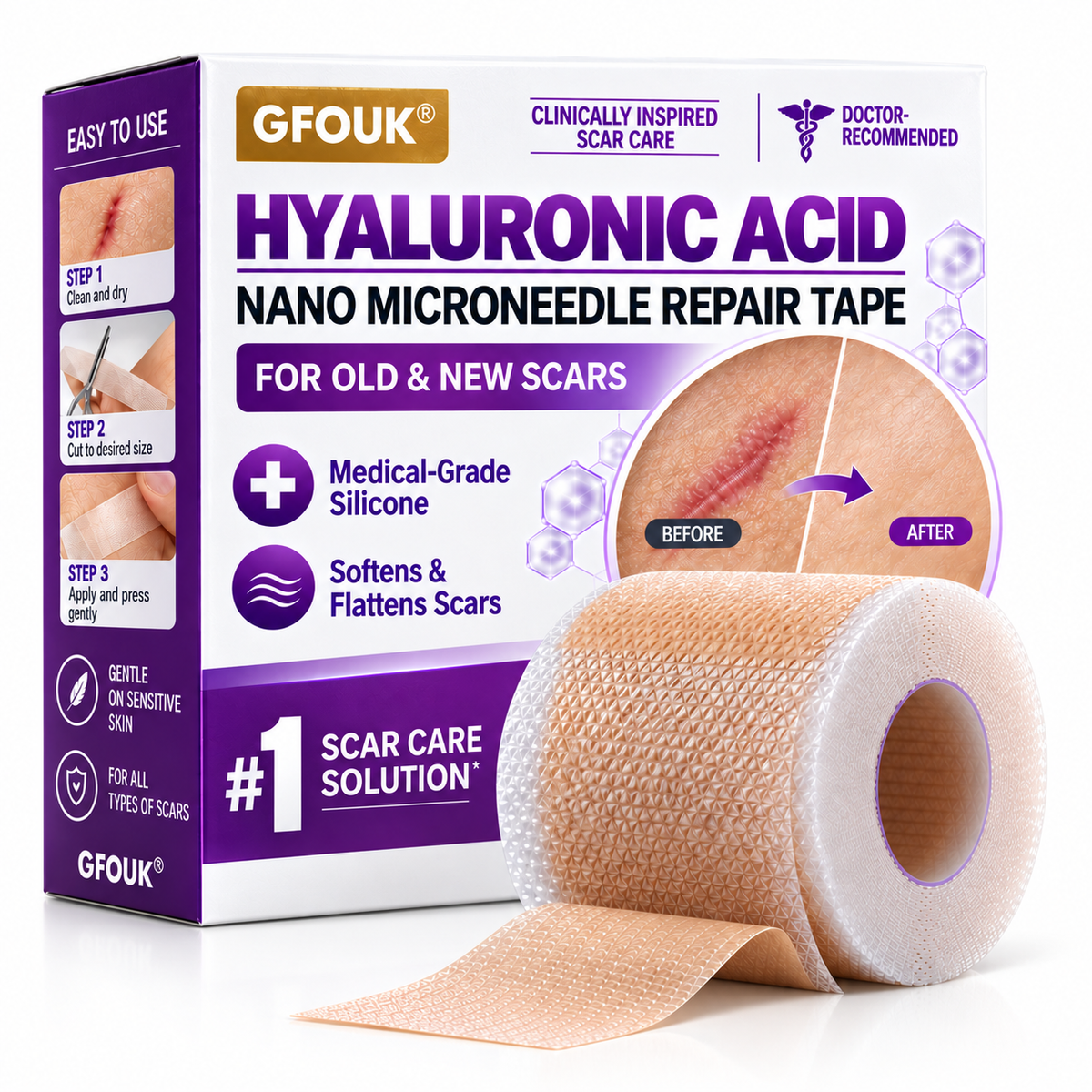 ✅GFOUK® Hyaluronic Acid Nano Microneedle Repair Tape🗽🍃