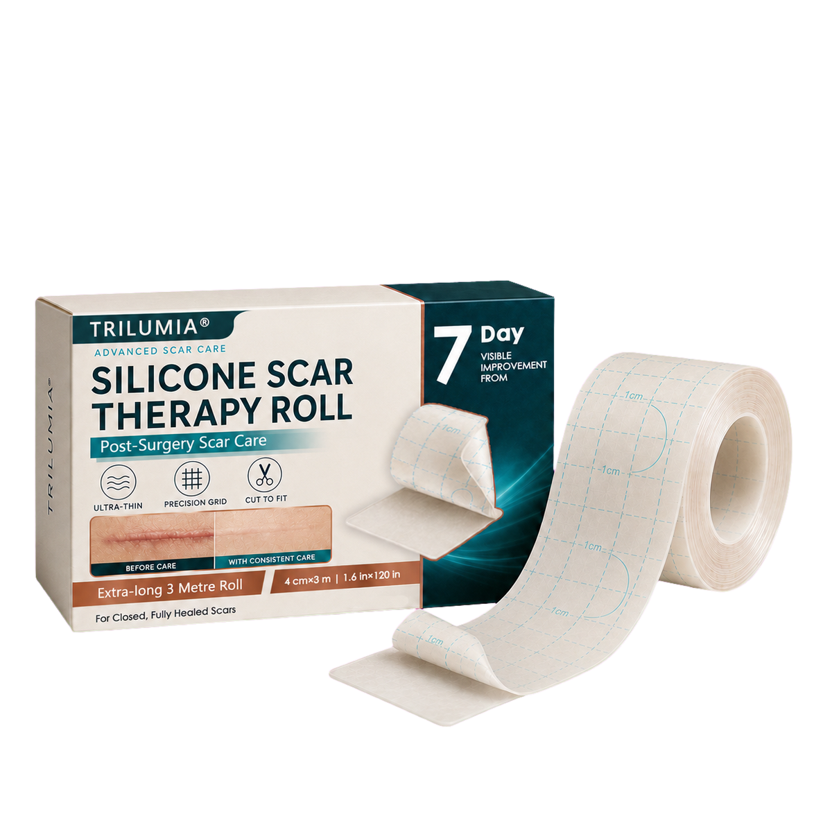 👩‍⚕️Trilumia® Silicone Scar Therapy Roll — Custom-Fit Care for Long, Raised Surgical Scars