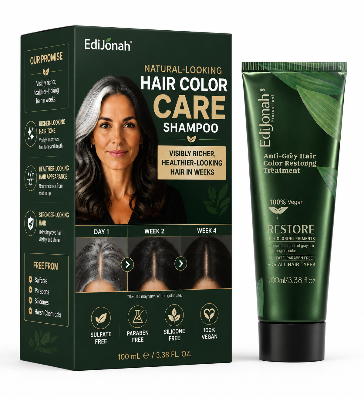 ❤️ EdiJonah® Anti-Grey Hair Restoring Treatment – Naturally Supports Darker, Healthier-Looking Hair & Reduces the Appearance of Grey