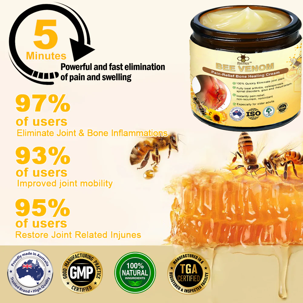💧🥇Official Store: flysmus™ Bee-Venom Pain-Relief Bone Healing Cream👨‍⚕️Therapeutic Goods Administration (TGA) Certified